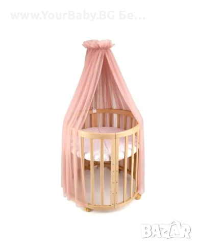 Розова Принцеса дървена кошара за бебе 7в1 Овал, Детско легло 0-10 год., снимка 5 - Кошарки - 50282026