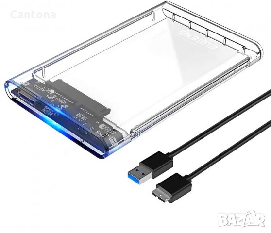 Кутия за 2.5 "SATA SSD, HDD, USB C към SATA адаптер USB 3.0 - прозрачна