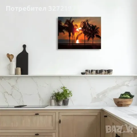 Картина на платно с дървена рамка-Морски залез,30x40 см., снимка 3 - Картини - 48464095