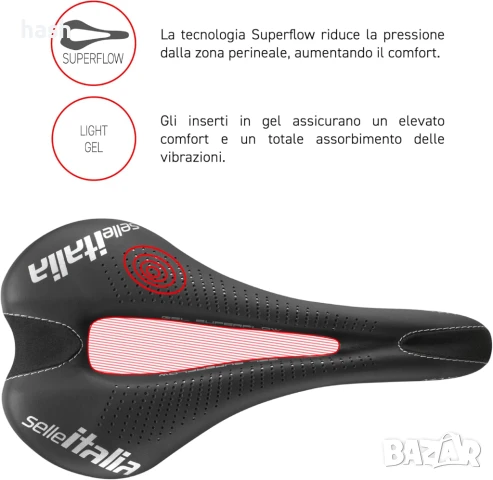 Седалка Selle Italia, Седло Max SLR Gel Superflow черно, L3 унисекс за възрастни, снимка 4 - Части за велосипеди - 50877965