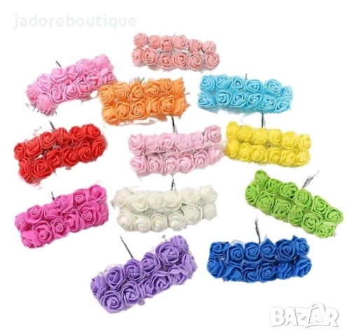 12 бр/ клонка Розички от фоам с тюл 2 см - различни цветове