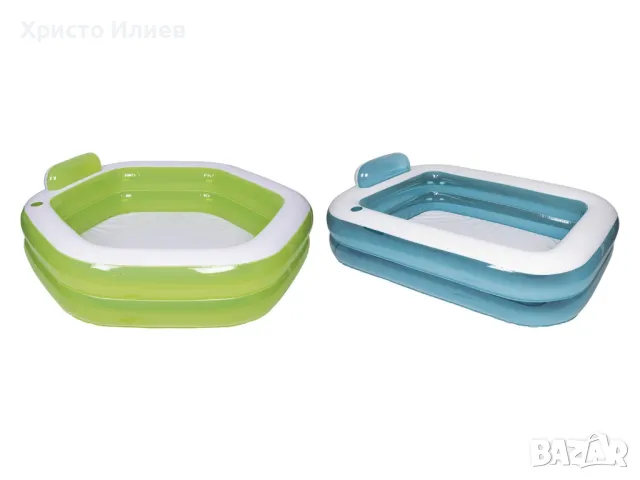 Надуваем детски басейн с вградени облегалка и чаша 202×151×46/60см