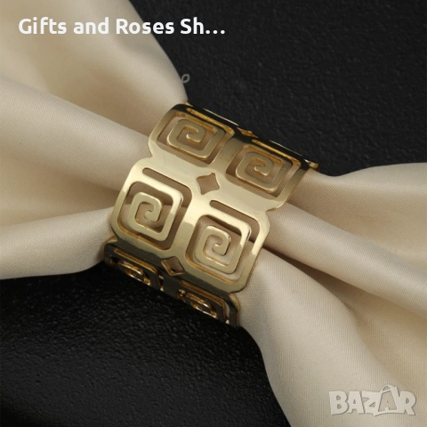 Метални пръстени за салфетки Silver / Gold с класически гръцки мотив