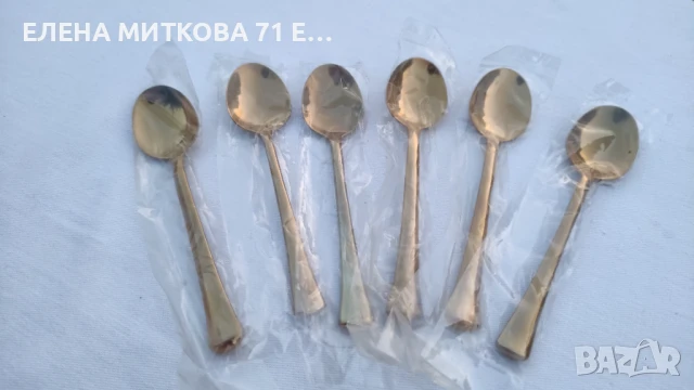 Комплект от 6 бр.малки лъжички цвят старо злато, снимка 1