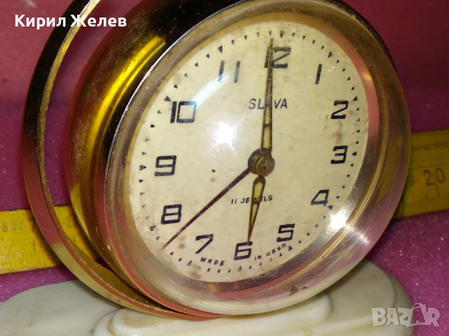 SLAVA MADE in USSR СЛАВА ГЛОБУС Стар РЯДЪК КОЛЕКЦИОНЕРСКИ РУСКИ БУДИЛНИК МЕХ. ЧАСОВНИК СССР 40894, снимка 11 - Антикварни и старинни предмети - 44545314