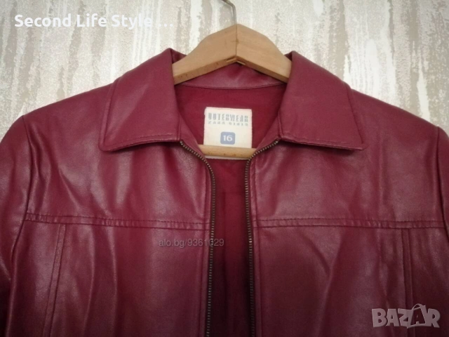 Zara дамско яке от изкуствена кожа в червен цвят р-р S, снимка 7 - Якета - 53726399