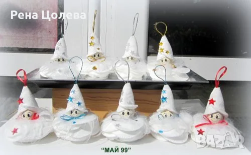 Бели пухкави ангелчета за коледа, снимка 4 - Коледни подаръци - 56103090
