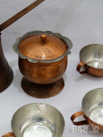 Меден сервиз за кафе  - 6 чаши, джезве, захарница и поднос- КОВАНА МЕД, снимка 10 - Други стоки за дома - 36044552