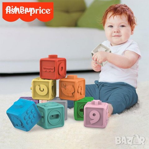 Образователни меки кубчета с релефни форми - 10бр. Fisher Price, снимка 5 - Образователни игри - 40249184