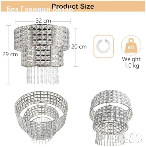 Нов Кристален абажур за таванна или висяща лампа осветление дом стая, снимка 6 - Лампи за таван - 52249718