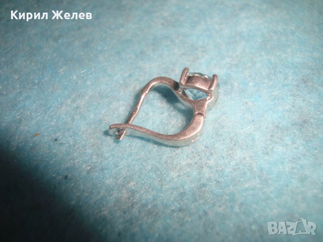 СТАРА СРЕБЪРНА ОБЕЦА - АНГЛИЯ ВИНТИДЖ АРТ ДЕКО БИЖУ с ФАСЕТИРАН СИН ЦИРКОН 25711, снимка 9 - Обеци - 35736250