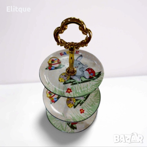 Великденско плато на 3 нива зайче с великденско яйце. Диаметър: 14,18,20см, снимка 2 - Други - 52894868