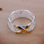 Стилен дамски пръстен, златно и сребърно, снимка 1