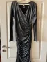Нова midi парти официална коктейлна бляскава сиво металик черна еластична рокля Replay набрана , снимка 9