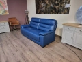 Син кожен диван тройка - 100 % естествена кожа, снимка 2