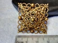 СТАРИННА РАЗКОШНА ПОЗЛАТЕНА МЕДНА БРОШКА ФИНА РЪЧНА МАЙСТОРСКА АЖУРНА ИЗРАБОТКА 20442, снимка 10