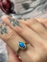 Сребърен пръстен Син опал Австралия, снимка 10