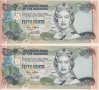 50 цента 2001, Бахамски острови(2 банкноти с поредни номера)