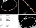 925 Сребърна гривна с турмалин и перла, снимка 3