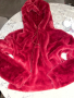 Меко топло палто яке с качулка суичър  бордо имитация на заешка козина кожа , снимка 4