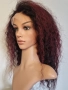Естествена афро перука къдрава черна с тъмно червени бородо кичури с дантела 13х4, снимка 7