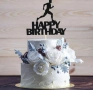 Бягане Ориентиране Атлетика Happy Birthday картонен брокатен топер декор за торта рожден ден украса, снимка 2