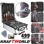 Куфар с инструменти 499 части KraftWorld – тресчотни ключове,тресчотка, клещи, отвертки, снимка 1
