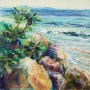 Маслена картина "Пристанище на смокиново дърво: Сред камъни по брега"