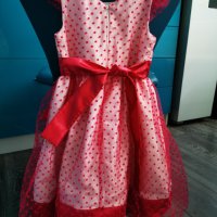 Официална рокля с тюл и дантела в цикламено/розово размер 116, снимка 2 - Детски рокли и поли - 41100490