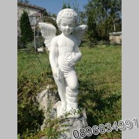Градинска Фигура Статуя от Бетон - Ангел - бял цвят, снимка 2 - Градински мебели, декорация  - 35852541