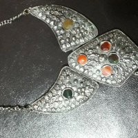 Старинен  посребрен  накит  колие, снимка 1 - Колиета, медальони, синджири - 40341612