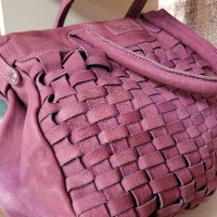ADAX естествена кожа голяма чанта,красив винен цвят, снимка 3 - Чанти - 44178385