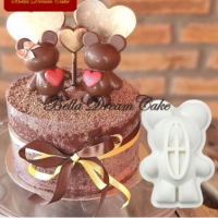 3D малко мече силиконов молд шоколадово за шоколадова изненада пълнене шоколад торта, снимка 4 - Форми - 36118800
