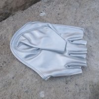 Дамски ръкавици без пръсти в сребристо - код 7059, снимка 3 - Ръкавици - 44306604