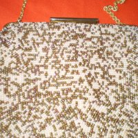 Ретро Дамска чанта портмоне стъклена мъниста бяло , кафяво, снимка 6 - Други ценни предмети - 41701343