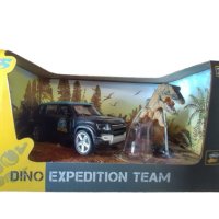 Играчка Комплект метален черен джип с динозавър, снимка 1 - Коли, камиони, мотори, писти - 41119302