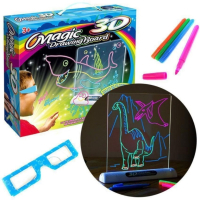 Магическа, светеща 3D дъска за рисуване с цветни маркери, снимка 4 - Образователни игри - 44727088
