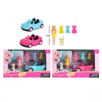 Комплект кукла с кола, зайче и роклички , снимка 1 - Други - 40235640