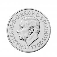5 британски лири 2022г. Първата монета с лика на Крал Чарлз III, снимка 1 - Нумизматика и бонистика - 39689010