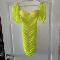 Wow 🤩 разкошна нова елегантна официална парти коктейлна неонова свежа зелена рокля , снимка 3 - Рокли - 41061299