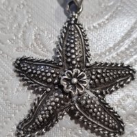 Сребърна висулка морска звезда , снимка 1 - Колиета, медальони, синджири - 44232146