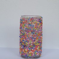 Стъклена чаша декорирана с цветни топченца , снимка 4 - Декорация за дома - 42114244