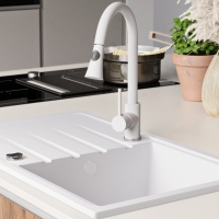 Кухненска мивка от Гранит модел Милано 780 x 500 mm - Бял, снимка 6 - Други - 36079194