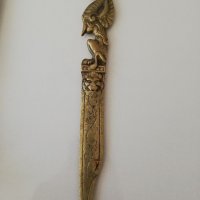 Античен китайски месингов нож за писма-рядък и уникален, снимка 12 - Антикварни и старинни предмети - 33753241
