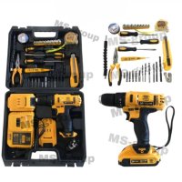 Акумулаторен ударен винтоверт DeWalt 24V с 2 батерии девалт пълен, снимка 2 - Куфари с инструменти - 41935635