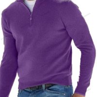 Топ мъжки ежедневен пуловер с V-образно деколте и цип, 10цвята - 023, снимка 7 - Пуловери - 39111155