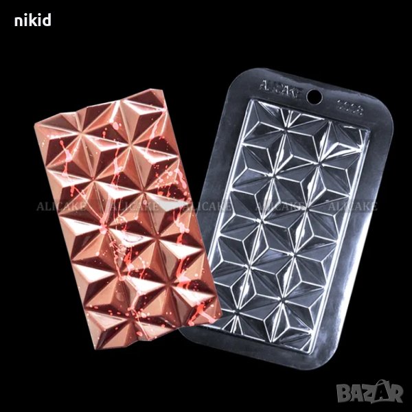 Оригами триъгълници  стенсил форма шаблон подложка с релеф отпечатък за торта шоколад молд, снимка 1