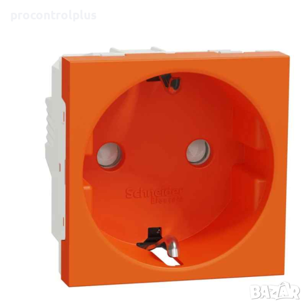 Продавам Контакт шуко с детска защита 2P+E, 16A, 2M, оранжев SCHNEIDER ELECTRIC Unica NEW, снимка 1