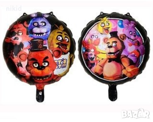 Five Nights at Freddy's Freddy Фреди двустранен кръгъл лилав фолио фолиев балон хелий и въздух парти, снимка 1