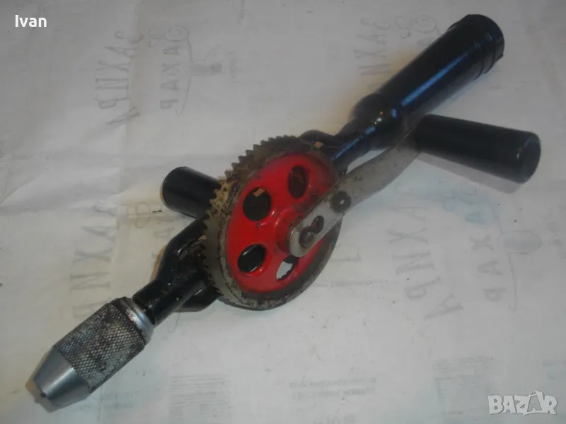 340мм РЕТРО РУСКА СОЦ СССР РЪЧНА ДРЕЛКА БОРМАШИНА МАТКАП ЗАХВАТ 1-10мм МАСИВНА ОТЛИЧНА, снимка 1